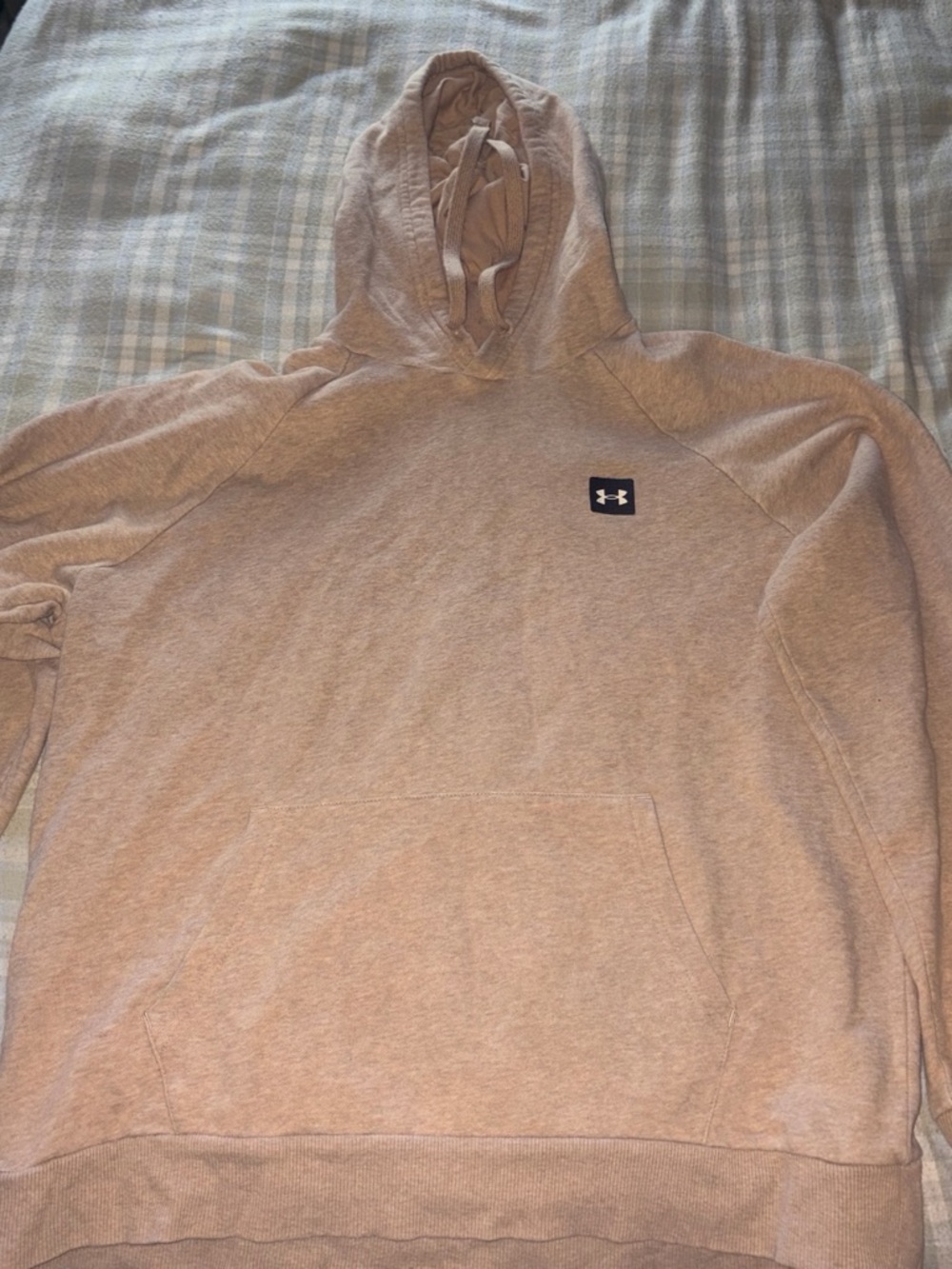 Under Armour Men's Crewneck Hoodie in Light Tan with Black Logo